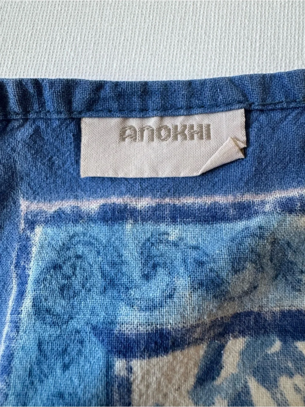 Anokhi Blue Floral Hand Block Print Cotton Napkin Bandana
